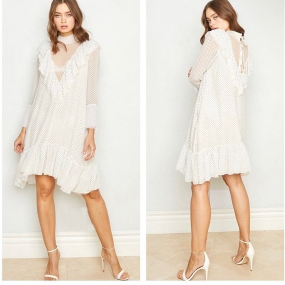We Are HAH Heavy Necking Polka Dot Ruffle Dress - Picture 1 of 6